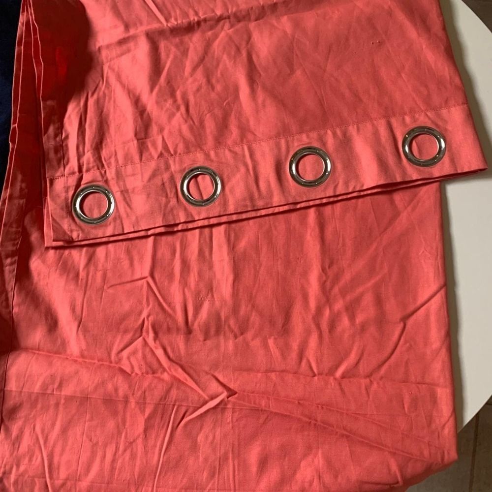 Boutique NWOT Salmon Color 100% Cotton Curtain Panels (2) each with 8 Grommets